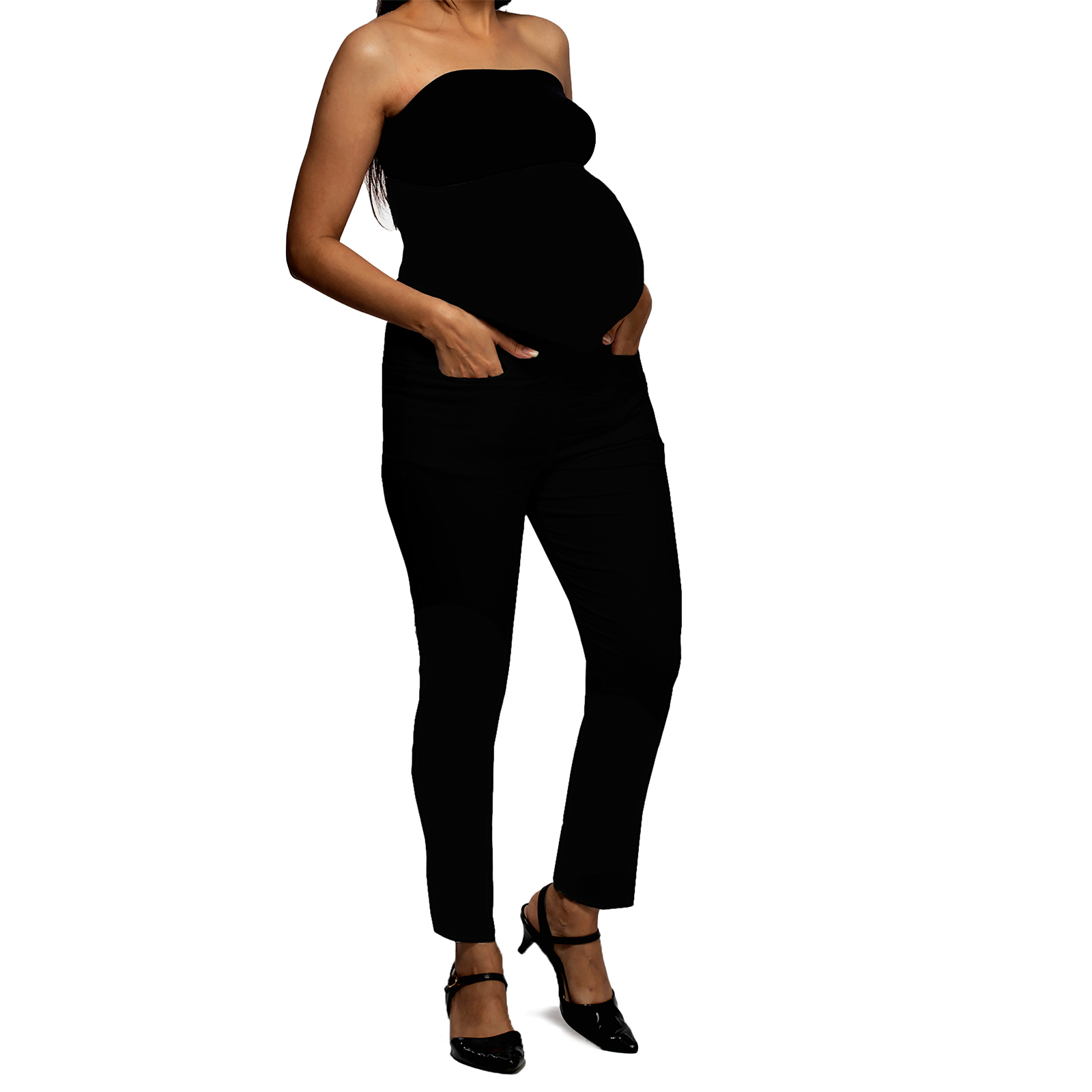 Urban Slimfit Stretch Maternity Trousers - Black - Image 3