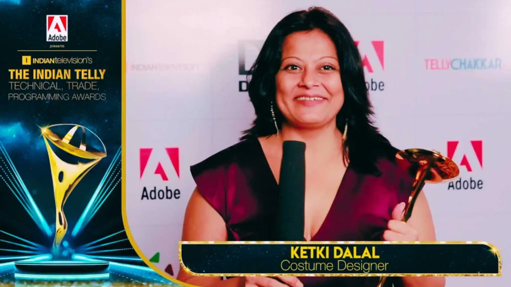 Ketki Dalal receiving Indian Telly Award for costume design