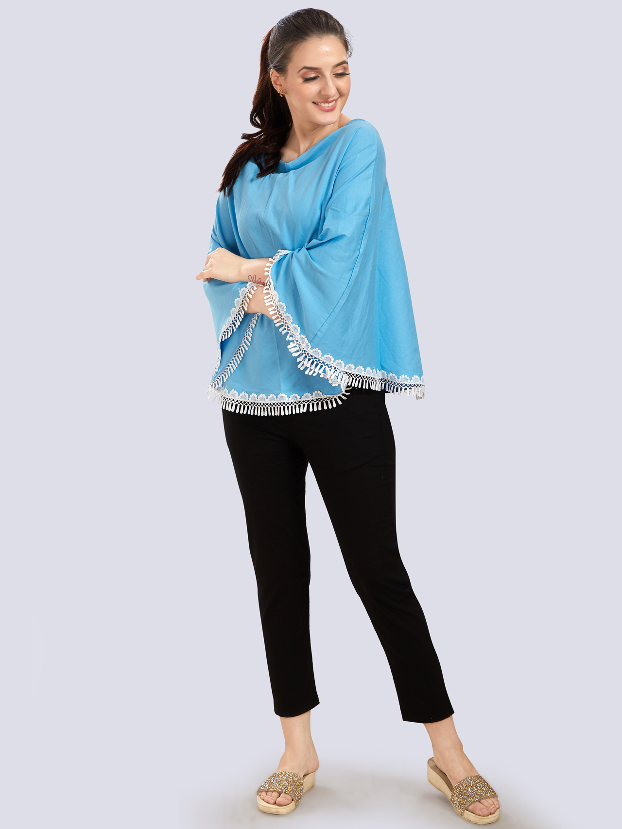 Blue Cotton Nursing Maternity Wear - Blue - Image 2