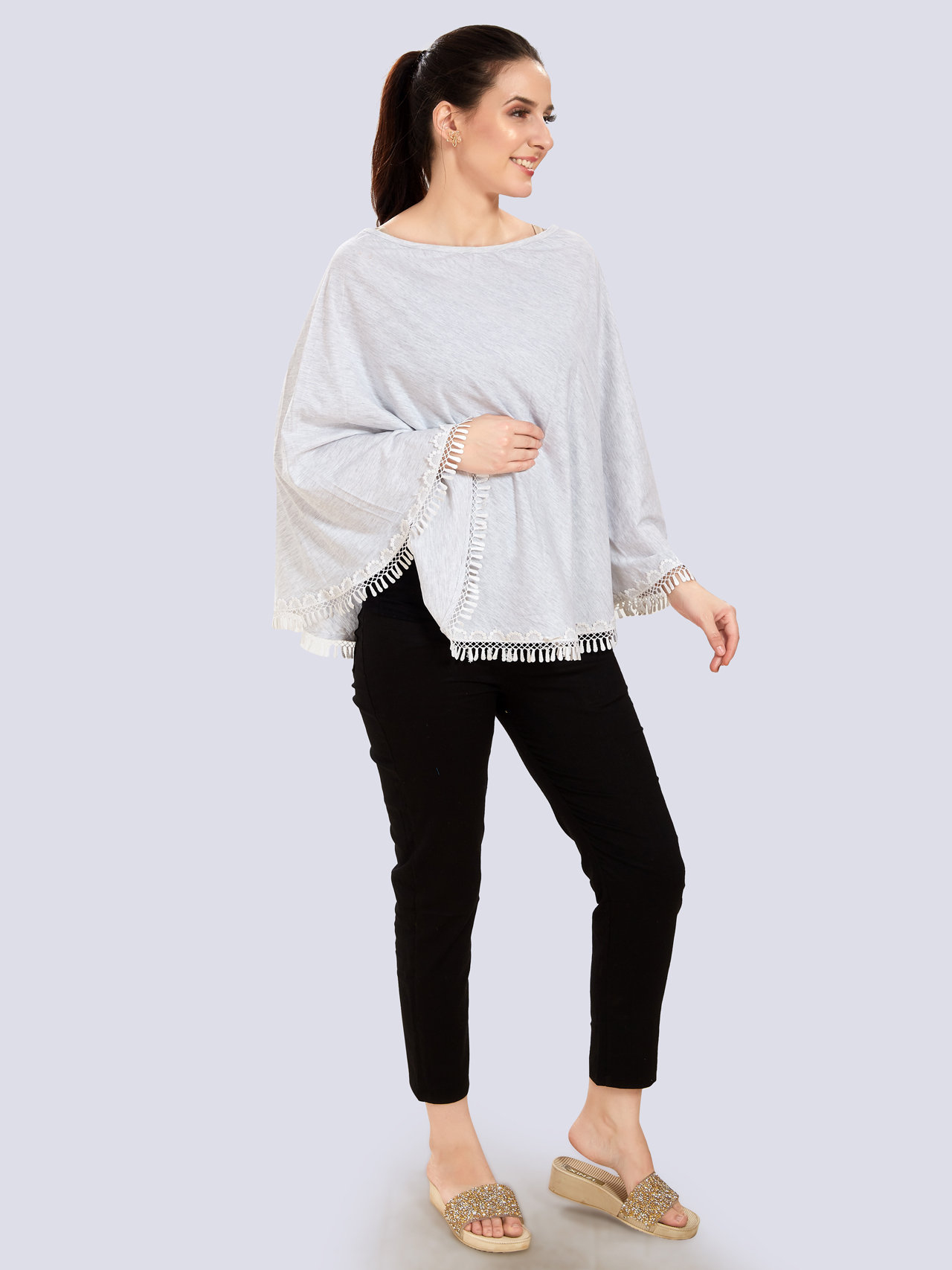 Grey Cotton Nursing Maternity Wear - Grey - Image 2