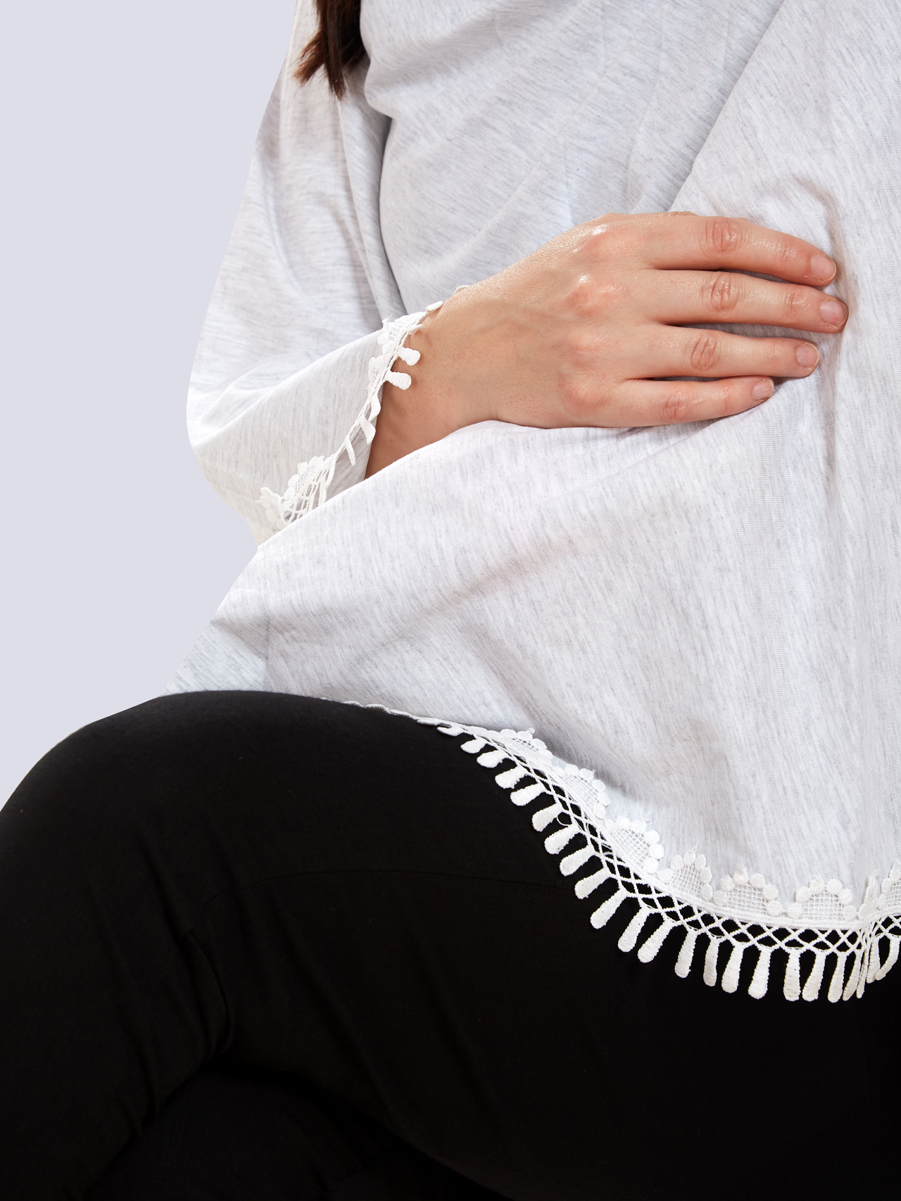 Grey Cotton Nursing Maternity Wear - Grey - Image 4