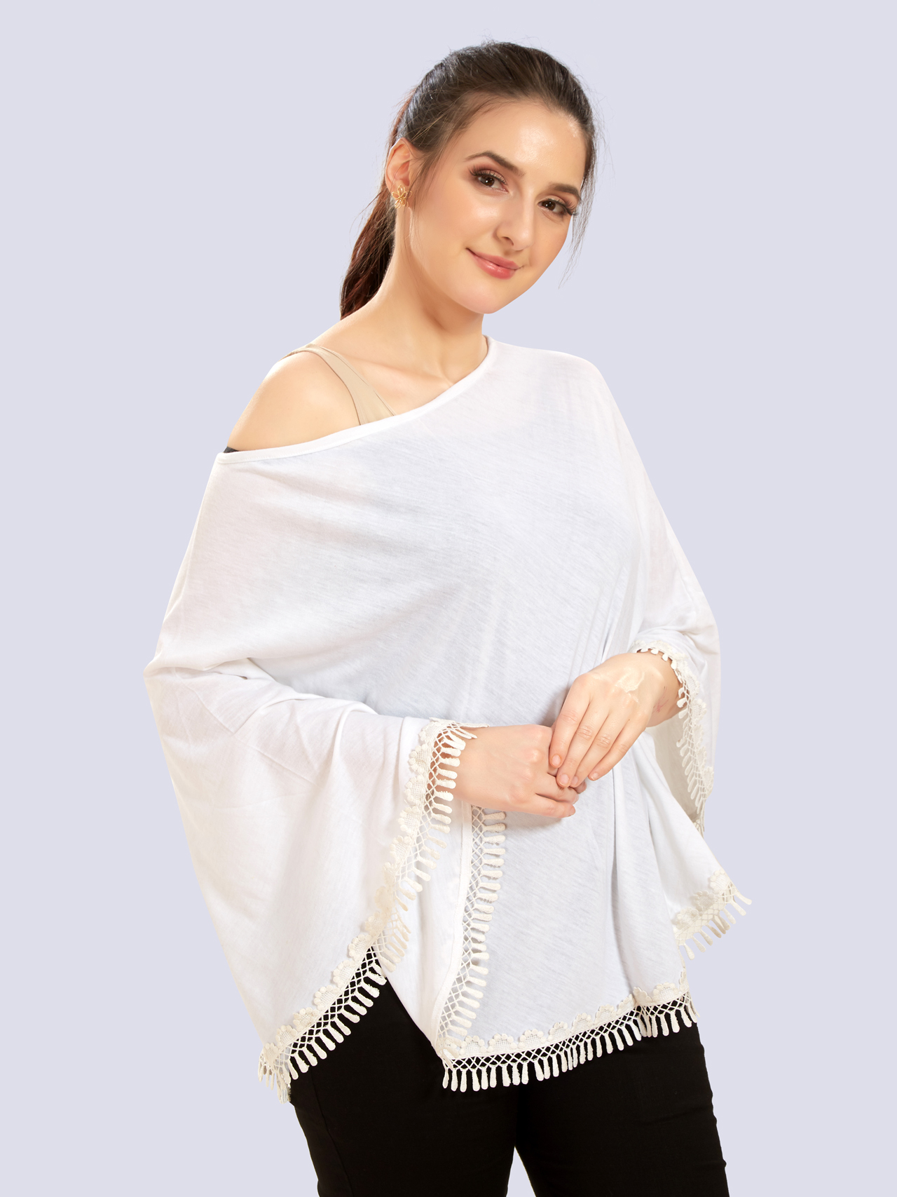 White Cotton Nursing Maternity Wear - White - Image 2