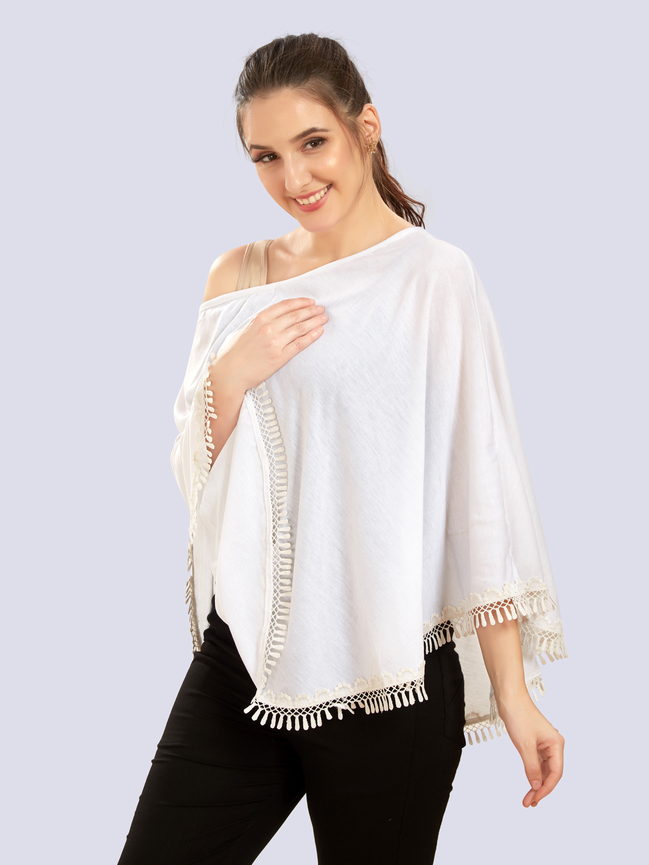 White Cotton Nursing Maternity Wear - White - Image 5