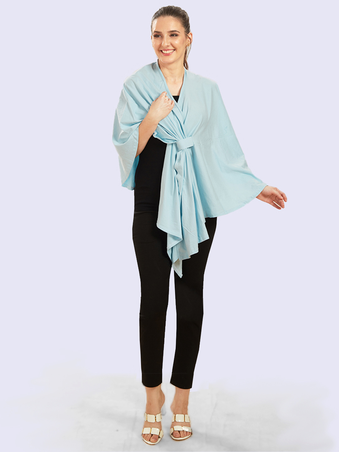 Blue Viscose Cotton Maternity Wear - Blue