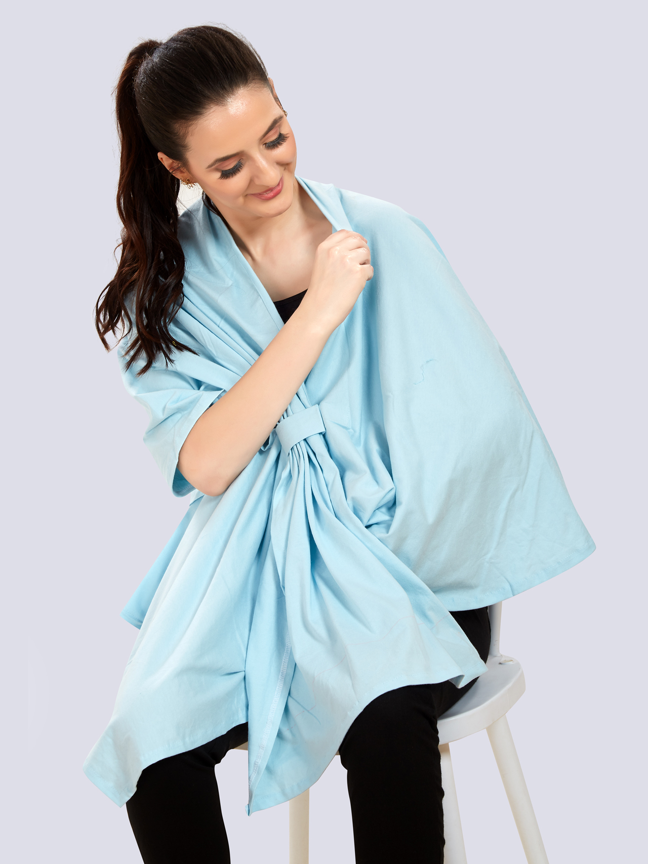 Blue Viscose Cotton Maternity Wear - Blue - Image 3
