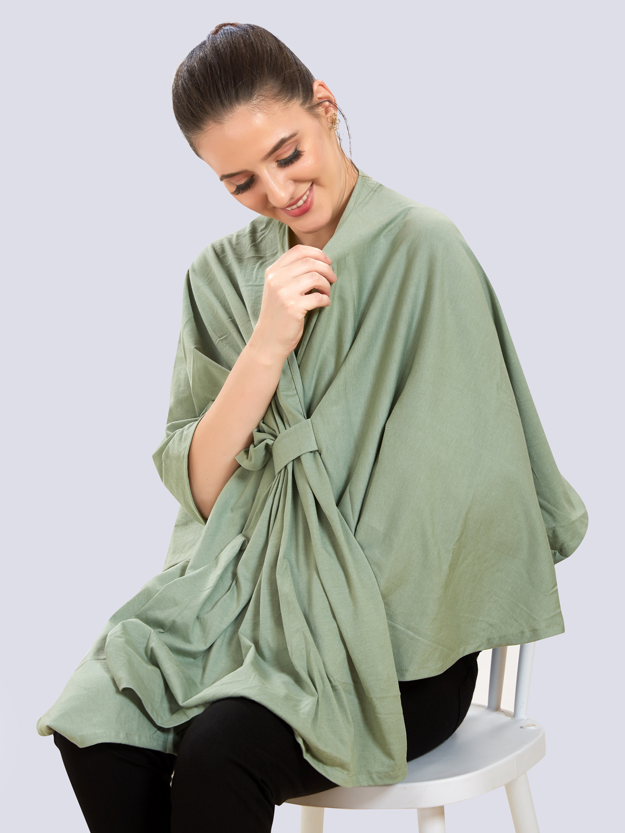 Olive Green Viscose Maternity Wear - Green - Image 3