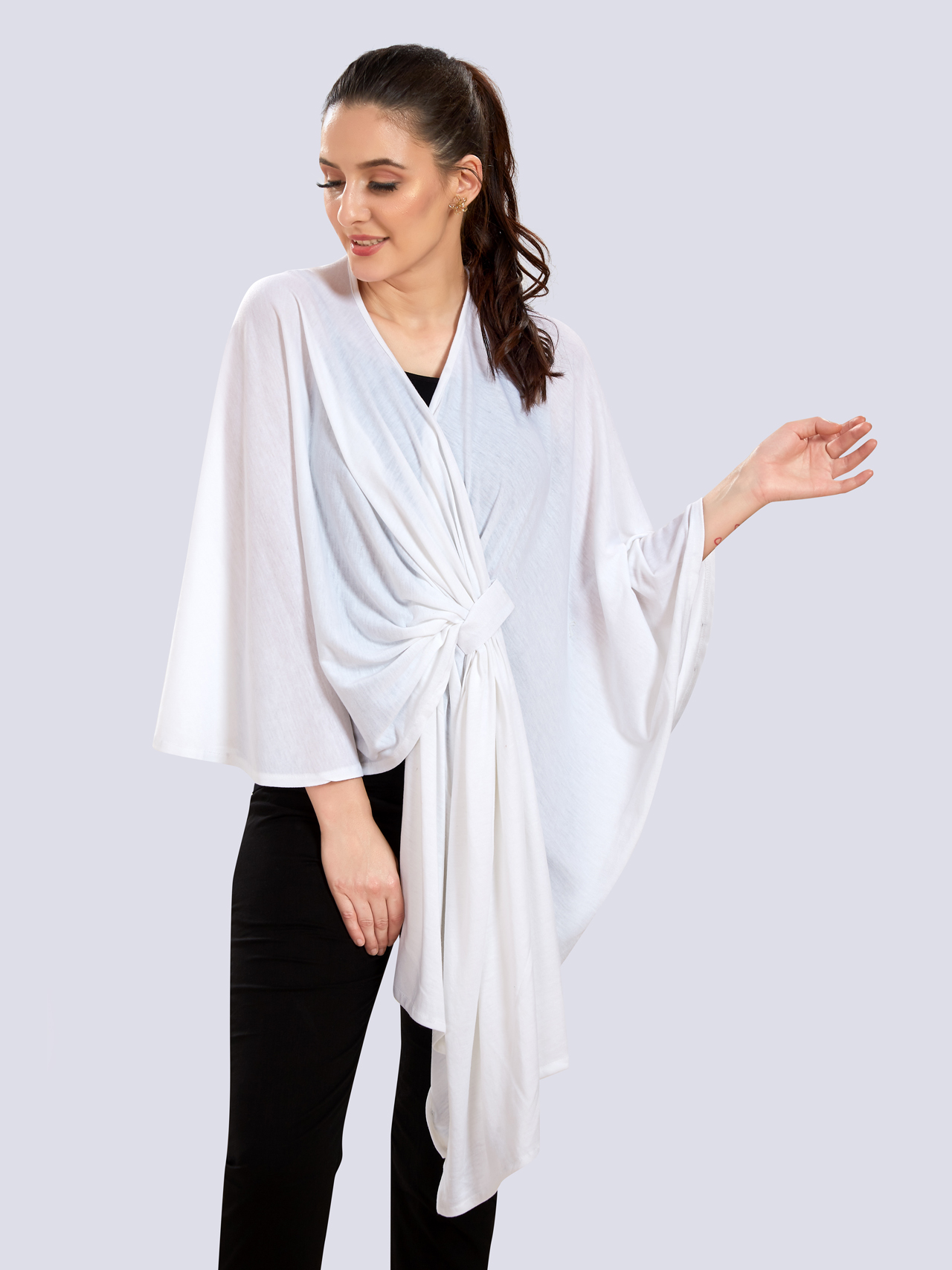 White Viscose Cotton Maternity Wear - White - Image 2