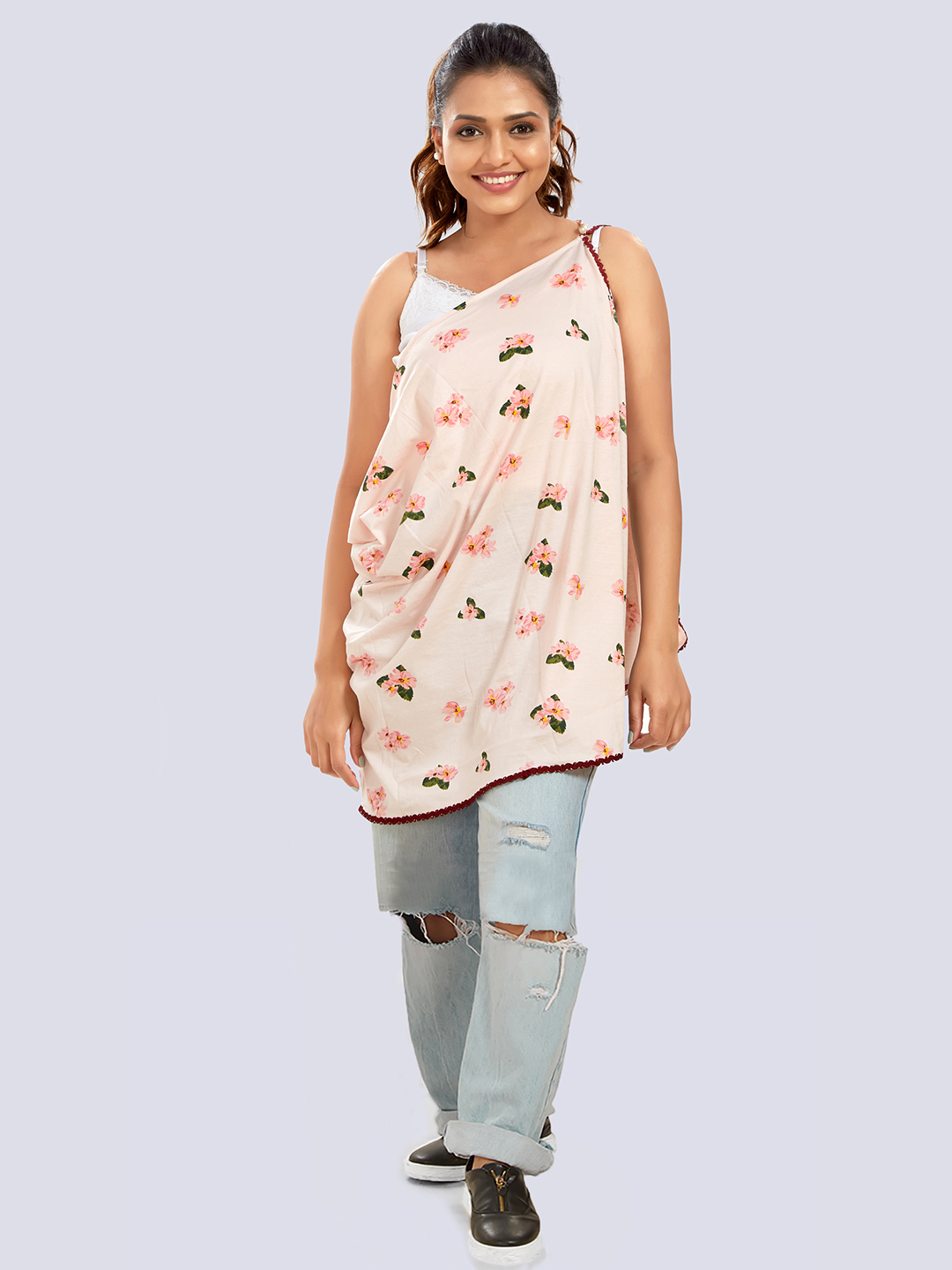 Pink Printed Cotton Maternity Wear - Pink