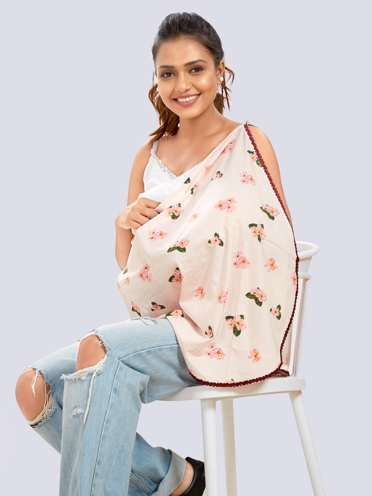 Pink Printed Cotton Maternity Wear - Pink - Image 3
