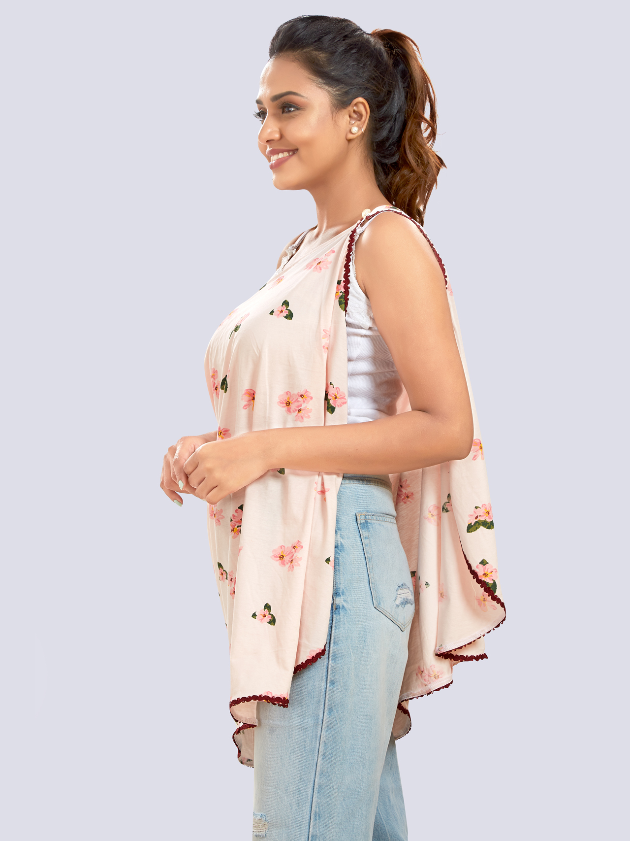 Pink Printed Cotton Maternity Wear - Pink - Image 5