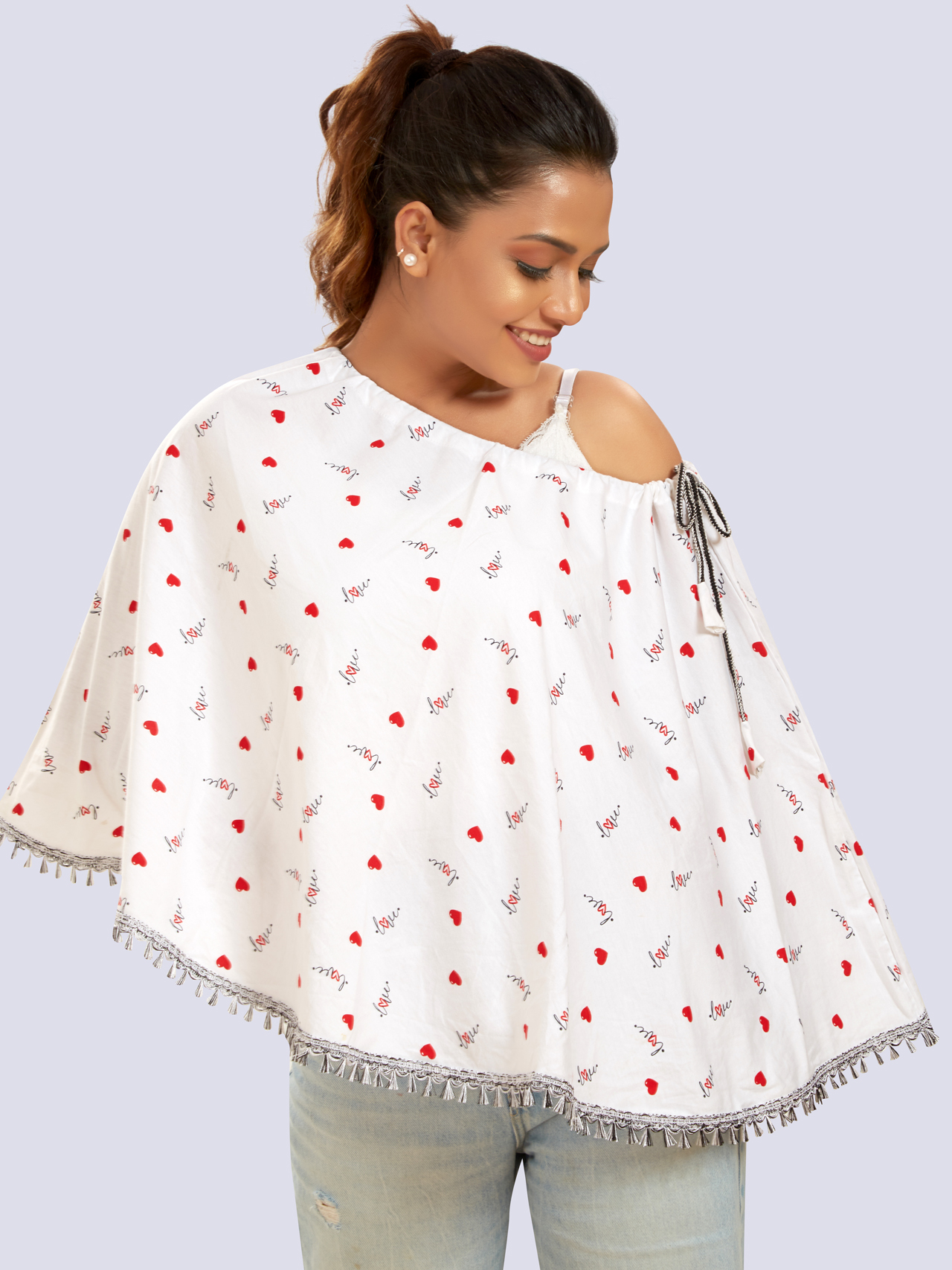 White Printed Cotton Maternity Wear - White - Image 3