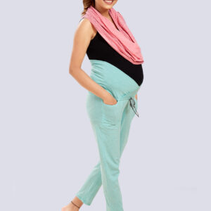 Coral Cotton Lycra Maternity Wear - Black
