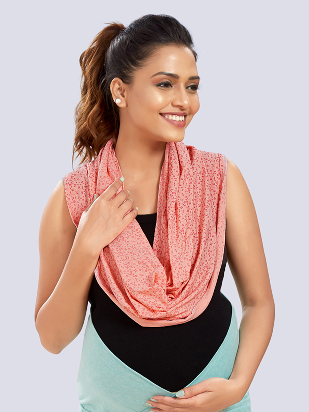Coral Cotton Lycra Maternity Wear - Black - Image 4