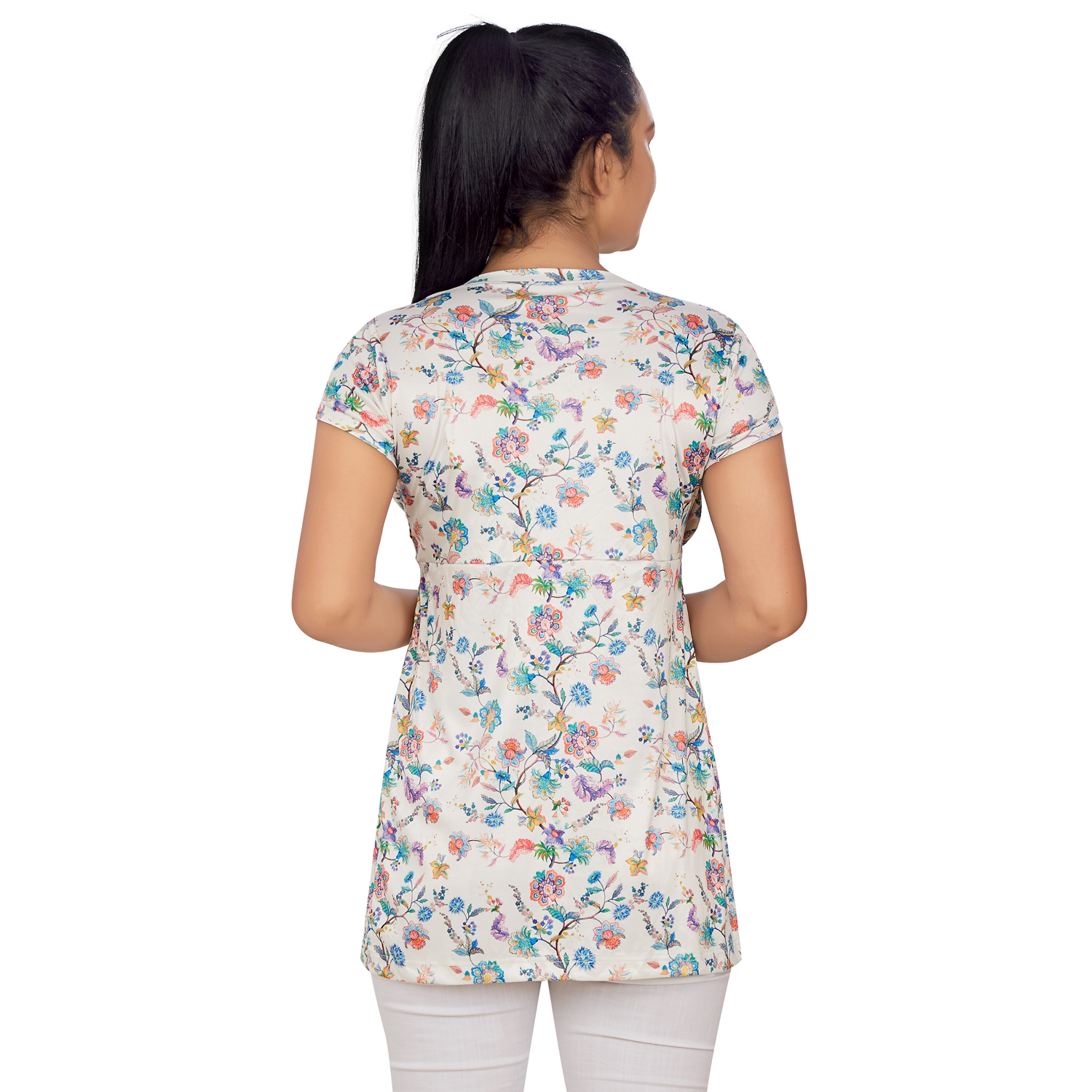 Blue Floral Maternity Maternity Top - Blue - Image 5