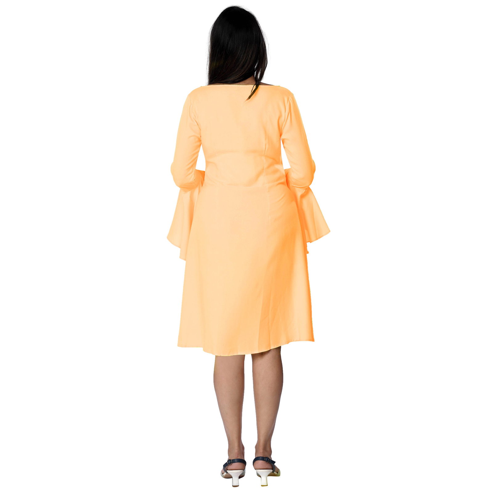 Peach Rayon Elegant Maternity Dress - Peach - Image 4