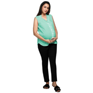 Sea Green Soft Maternity Shirt - Green