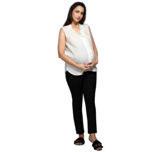 White Soft Rayon Maternity Shirt - White