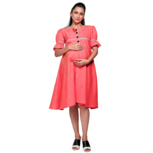 Womens Coral Kneelength Maternity Dress - Black