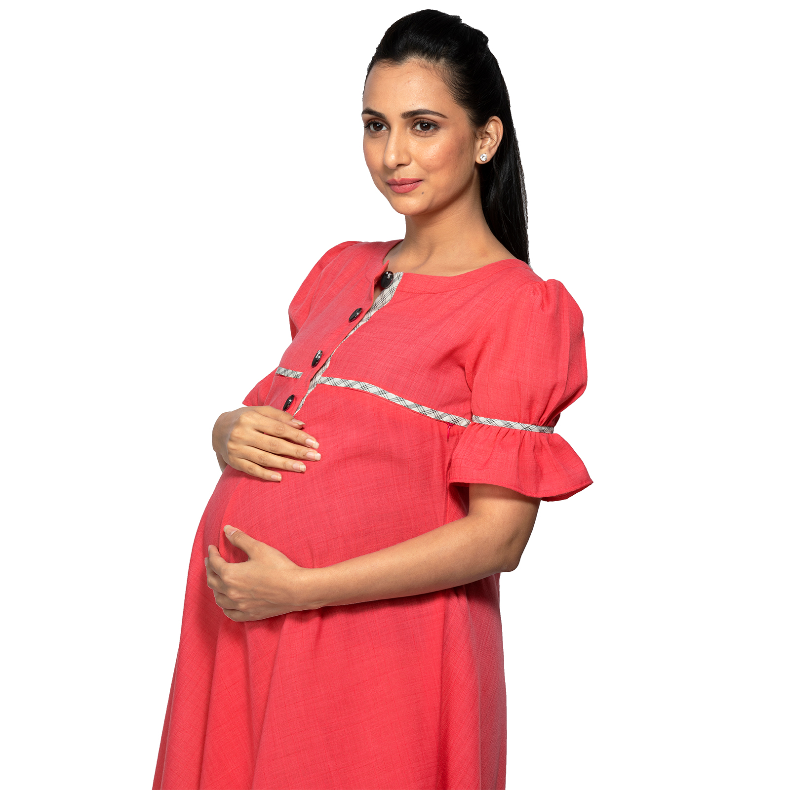 Womens Coral Kneelength Maternity Dress - Black - Image 2