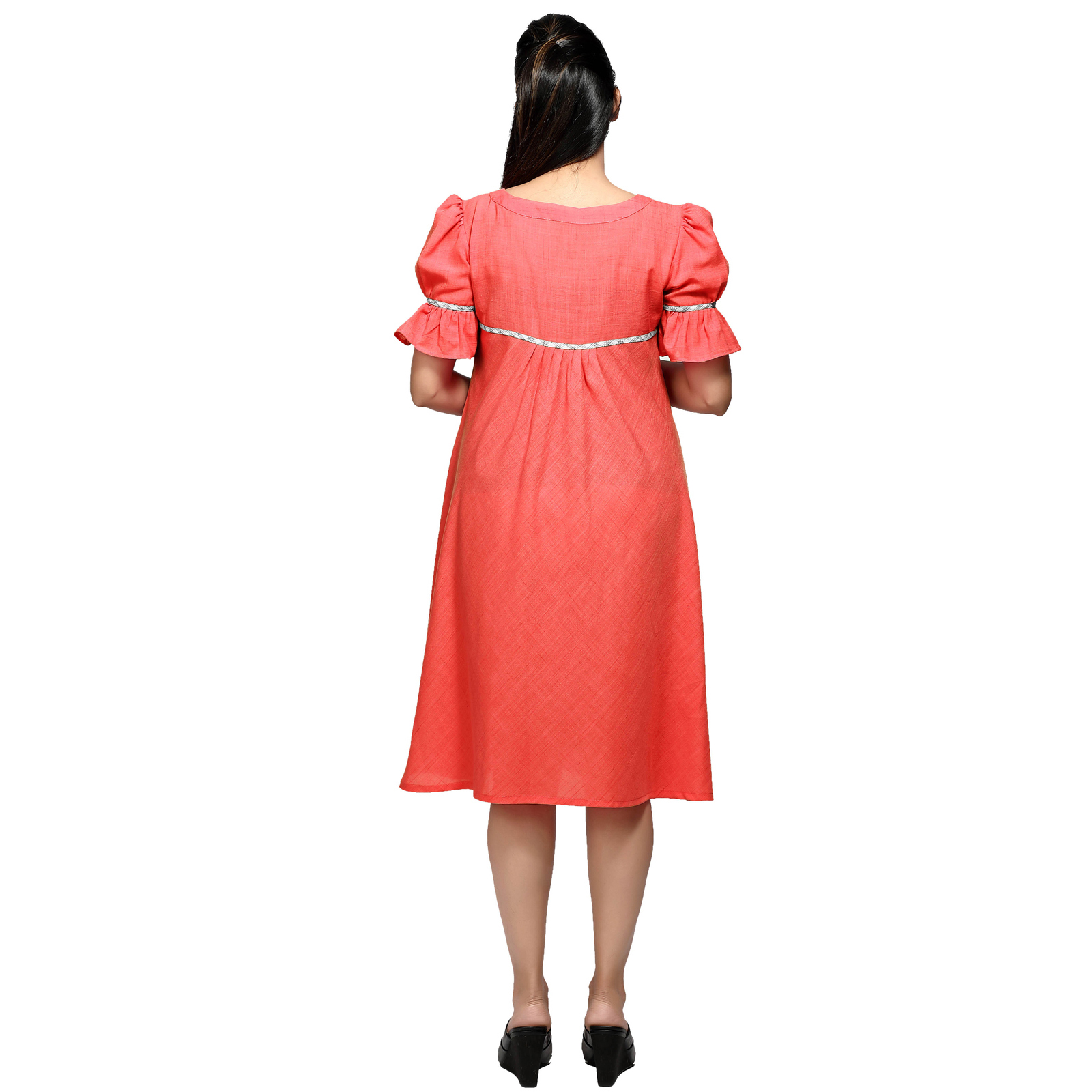 Womens Coral Kneelength Maternity Dress - Black - Image 5