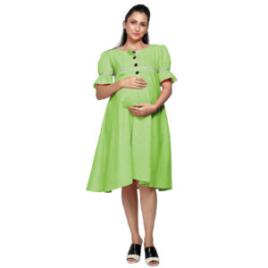Womens Lime Green Maternity Dress - Black
