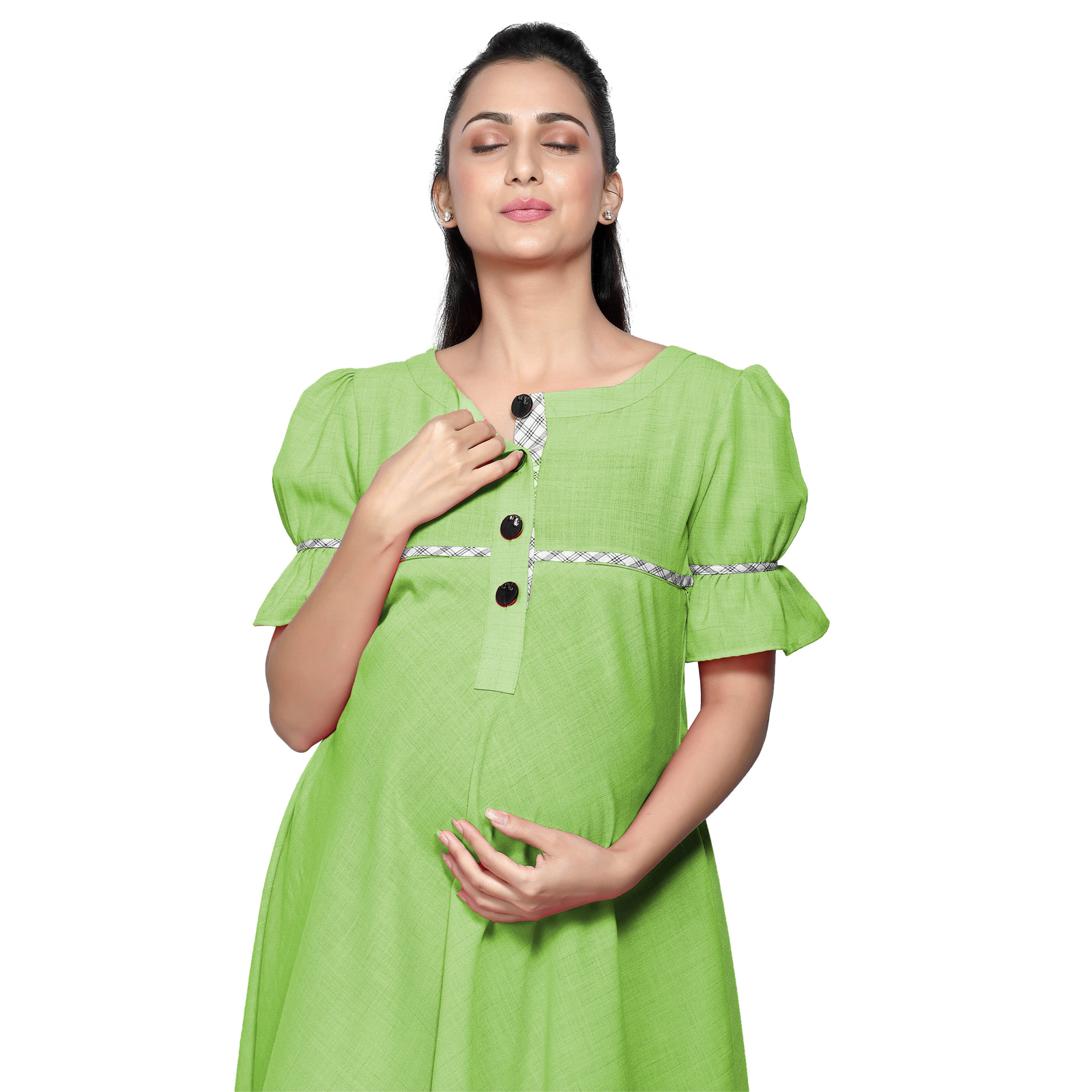 Womens Lime Green Maternity Dress - Black - Image 3