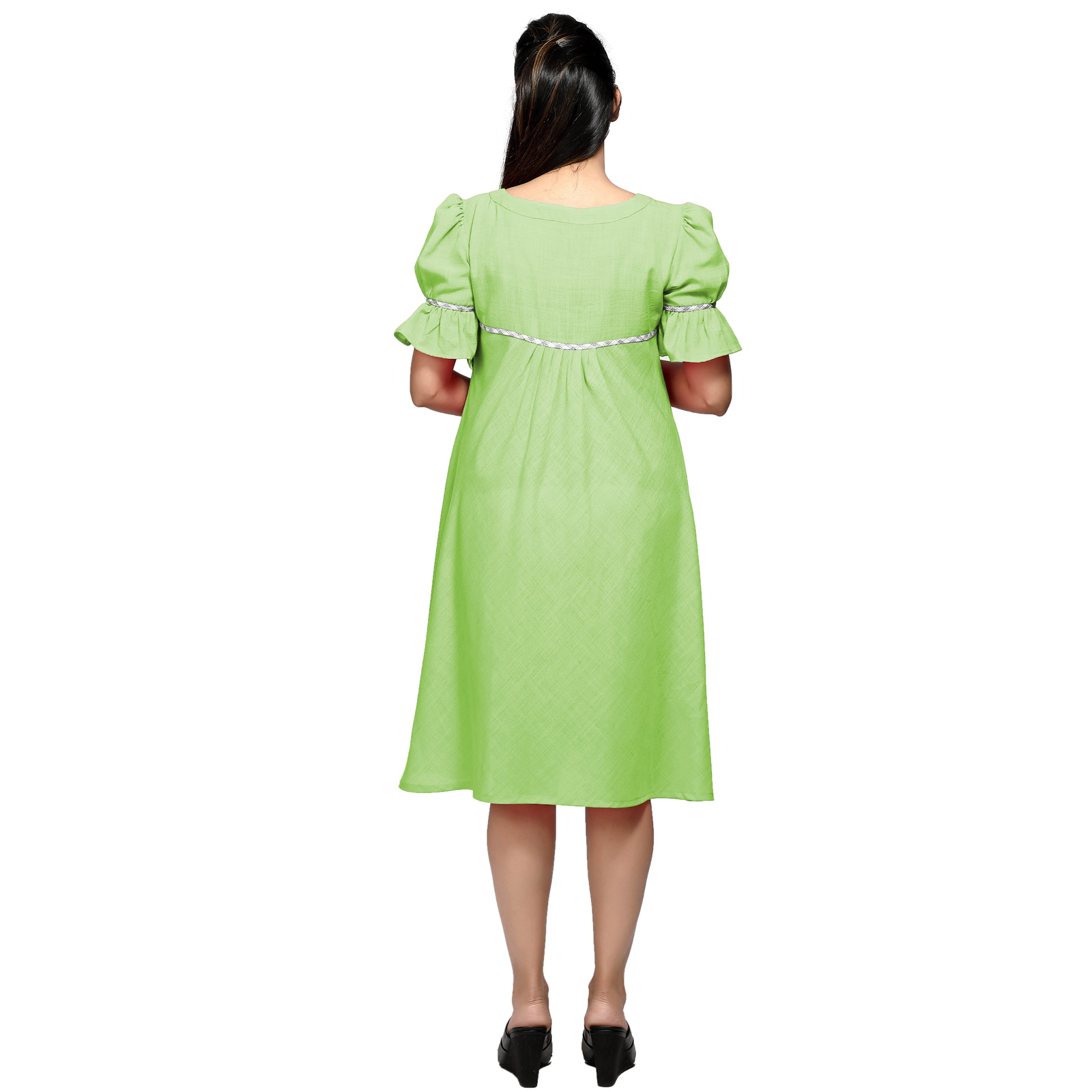 Womens Lime Green Maternity Dress - Black - Image 4