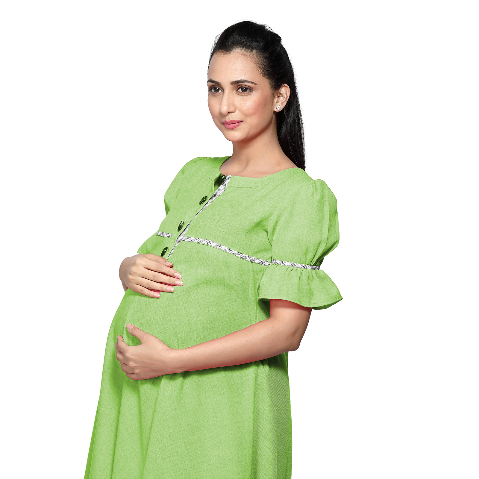 Womens Lime Green Maternity Dress - Black - Image 5