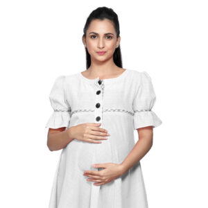 Womens White Kneelength Maternity Dress - Black