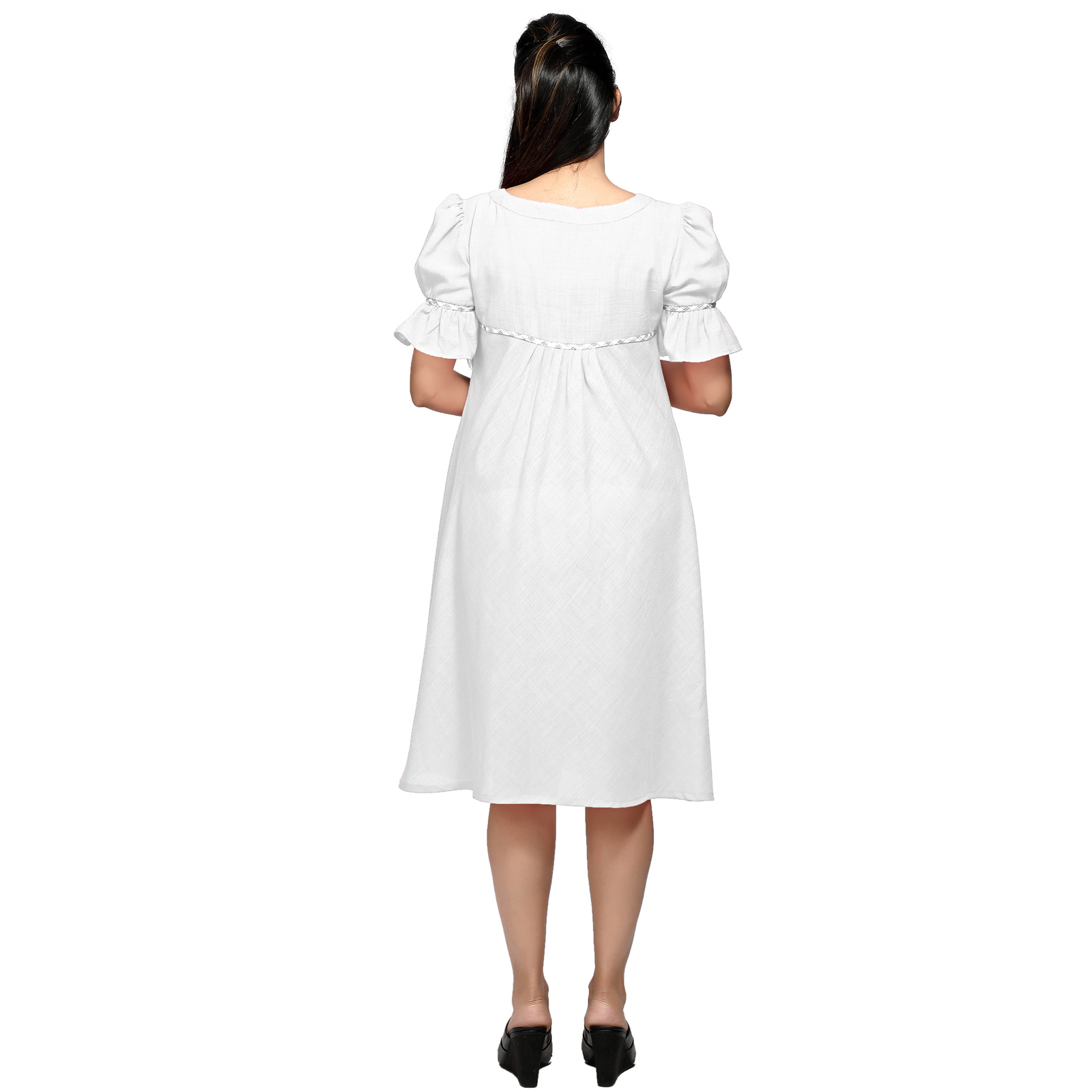 Womens White Kneelength Maternity Dress - Black - Image 2