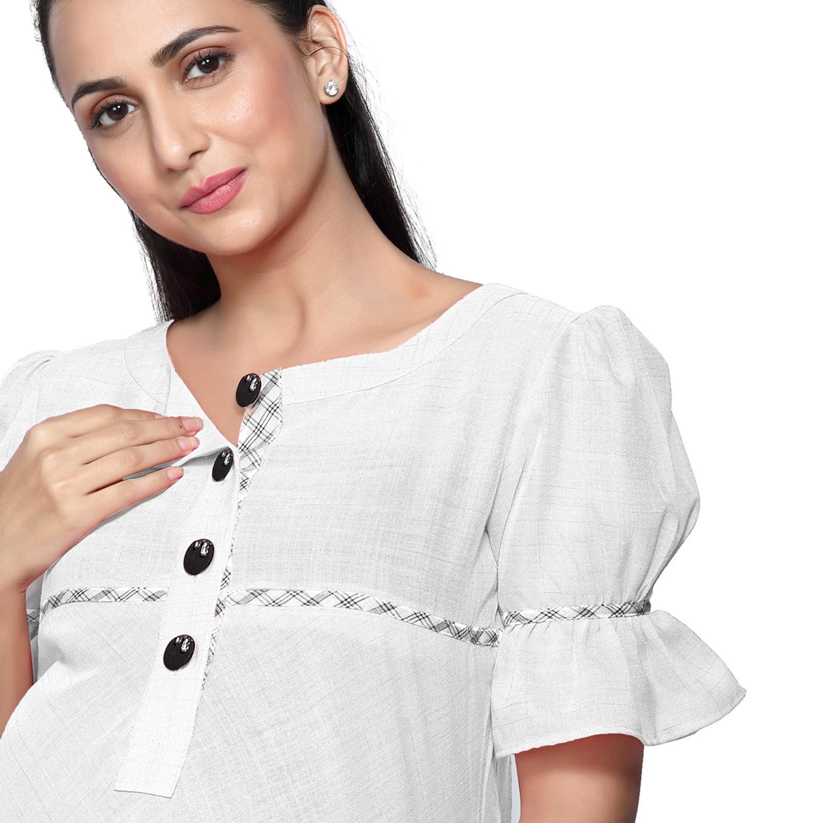 Womens White Kneelength Maternity Dress - Black - Image 5