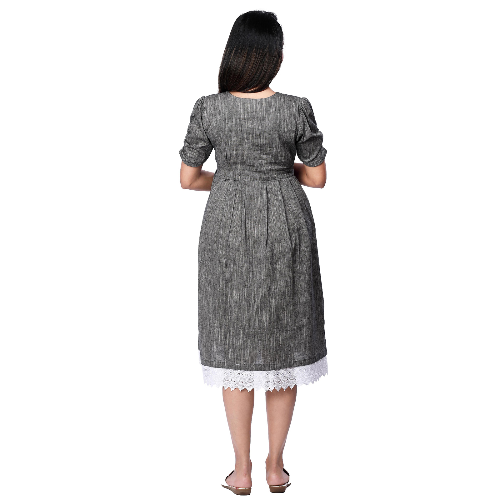 Grey South Cotton Maternity Dress - Black - Image 4