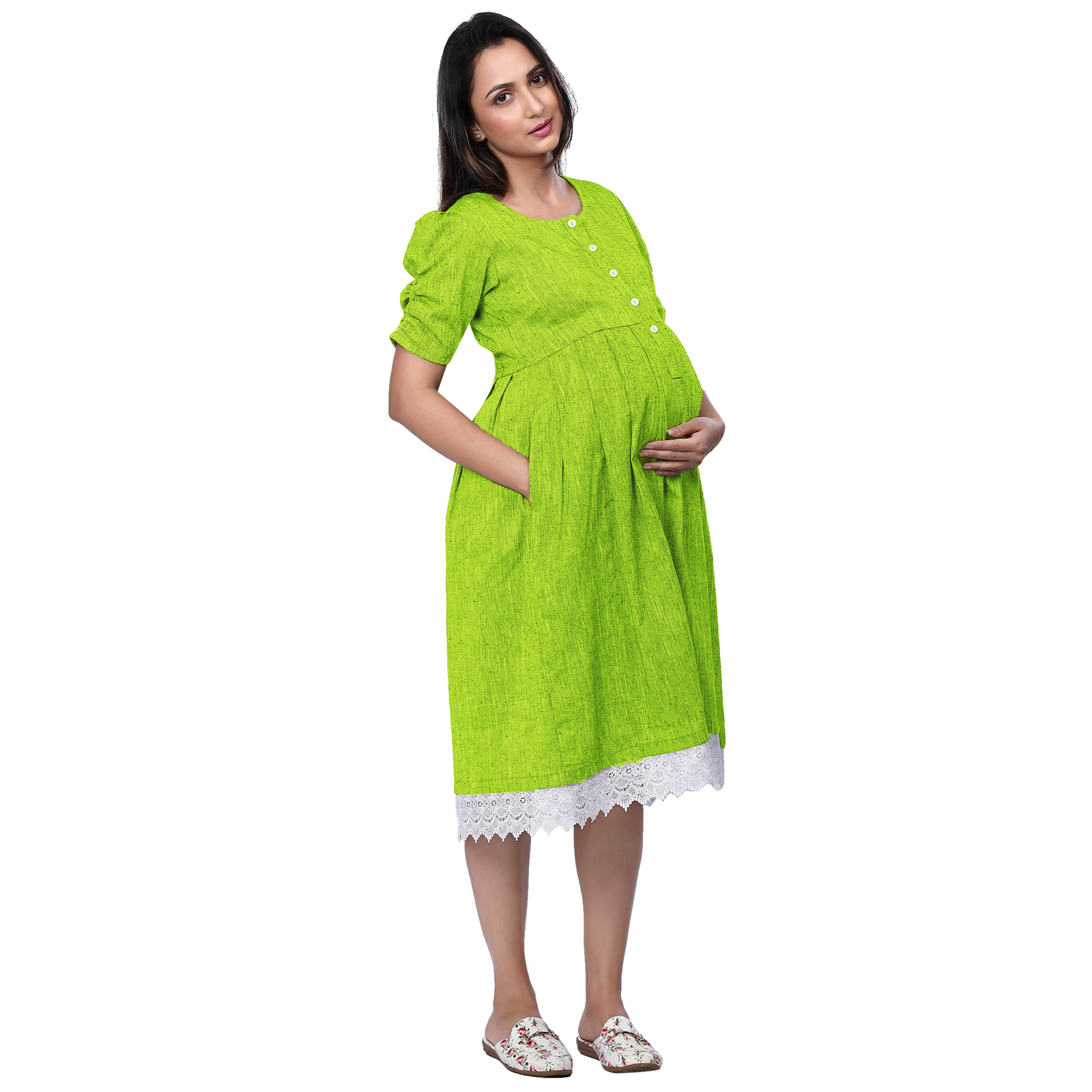 Lemon Green South Maternity Dress - Green