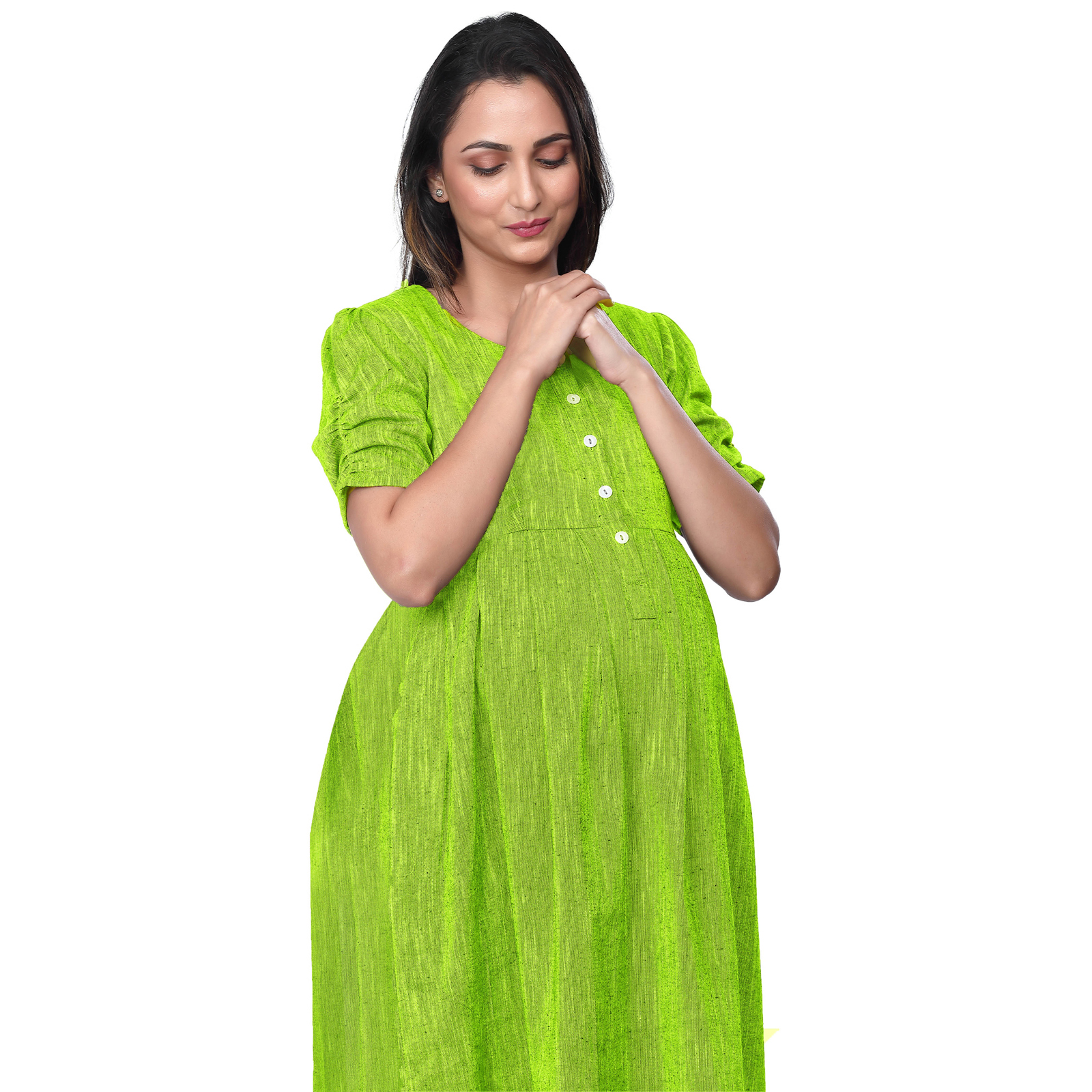 Lemon Green South Maternity Dress - Green - Image 2