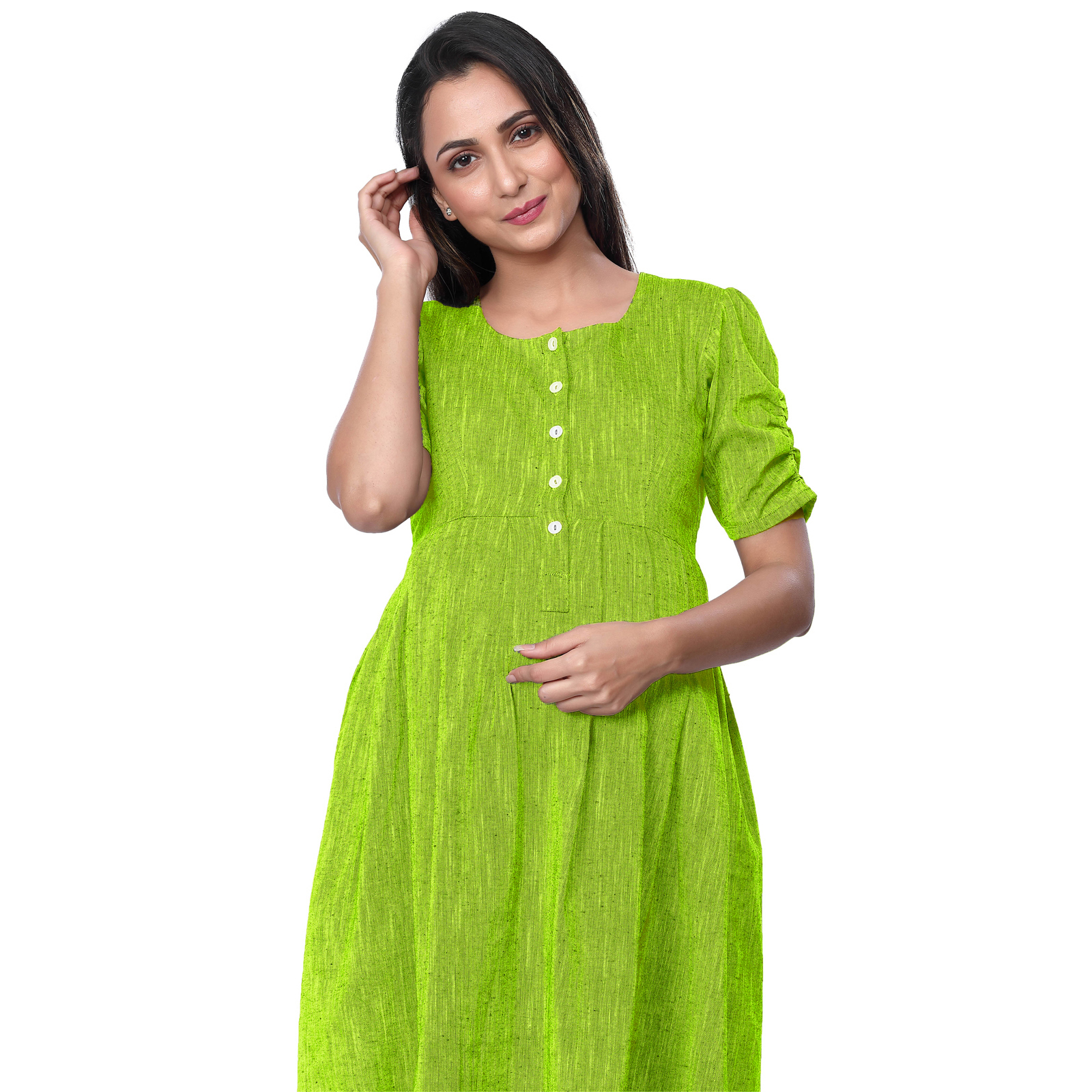 Lemon Green South Maternity Dress - Green - Image 3