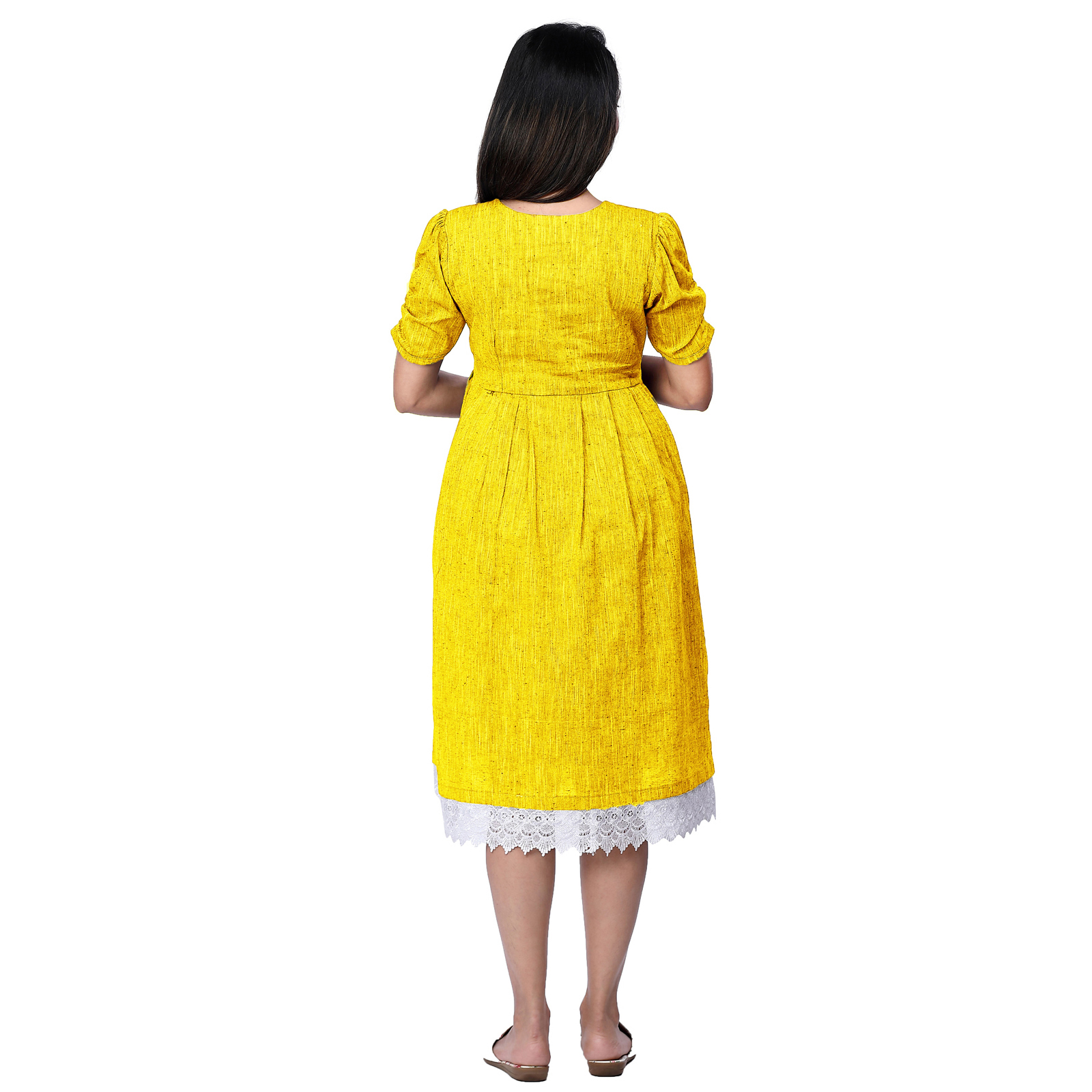 Yellow South Cotton Maternity Dress - Yellow - Image 4