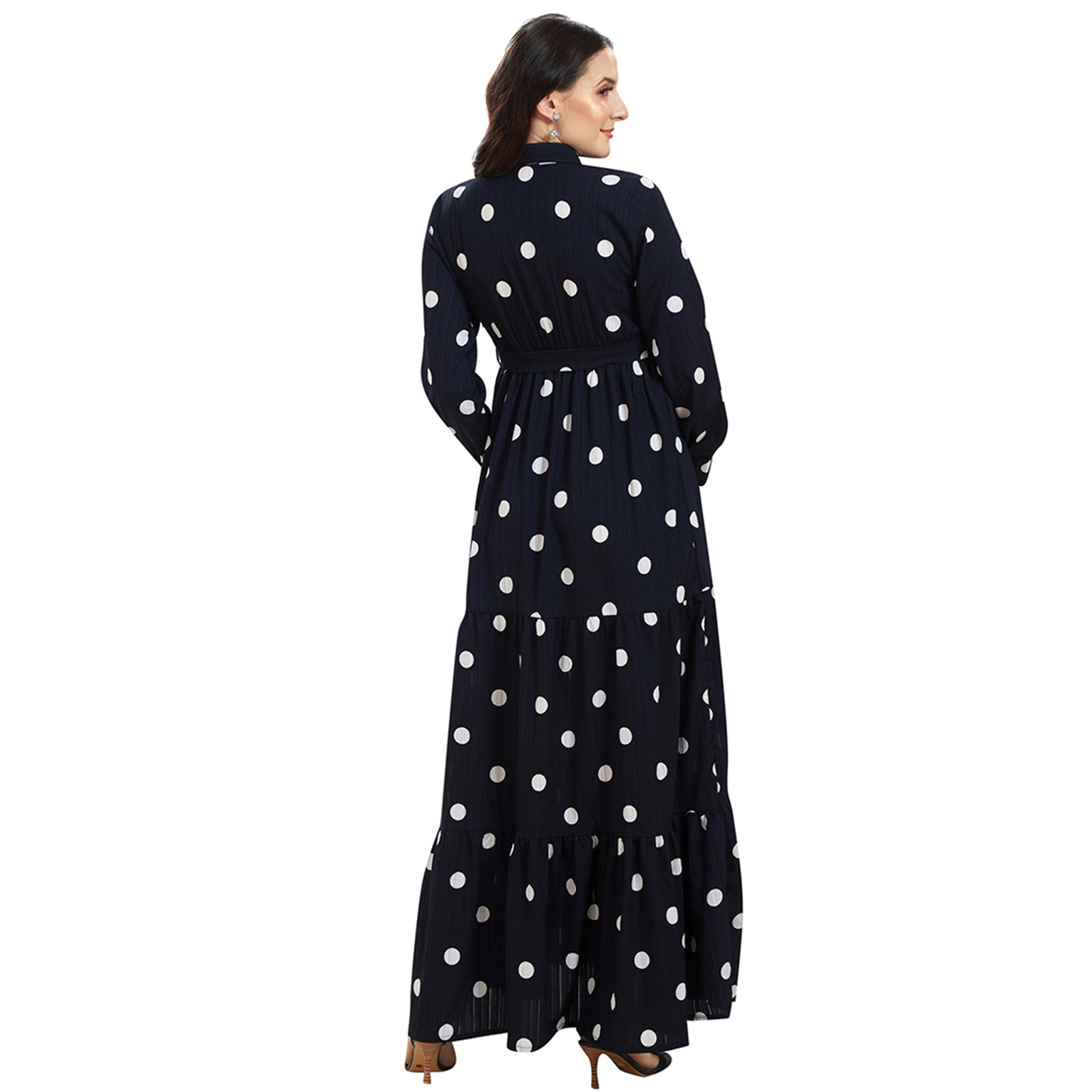 Navy Blue Polka Maternity Dress - Blue - Image 5