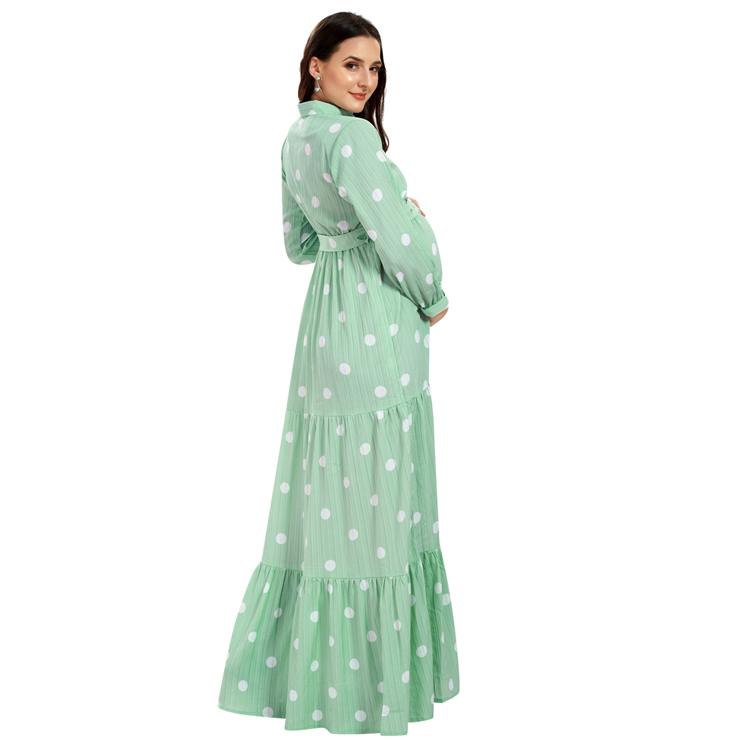 Pink Polka Print Maternity Dress - Pink - Image 3
