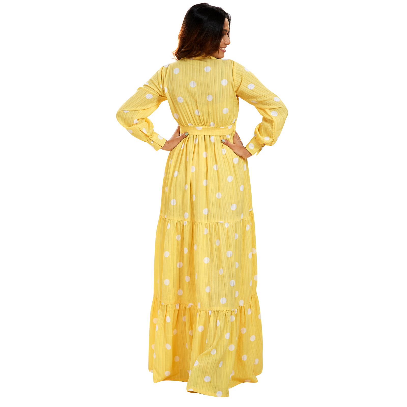 Yellow Polka Print Maternity Dress - Yellow - Image 5