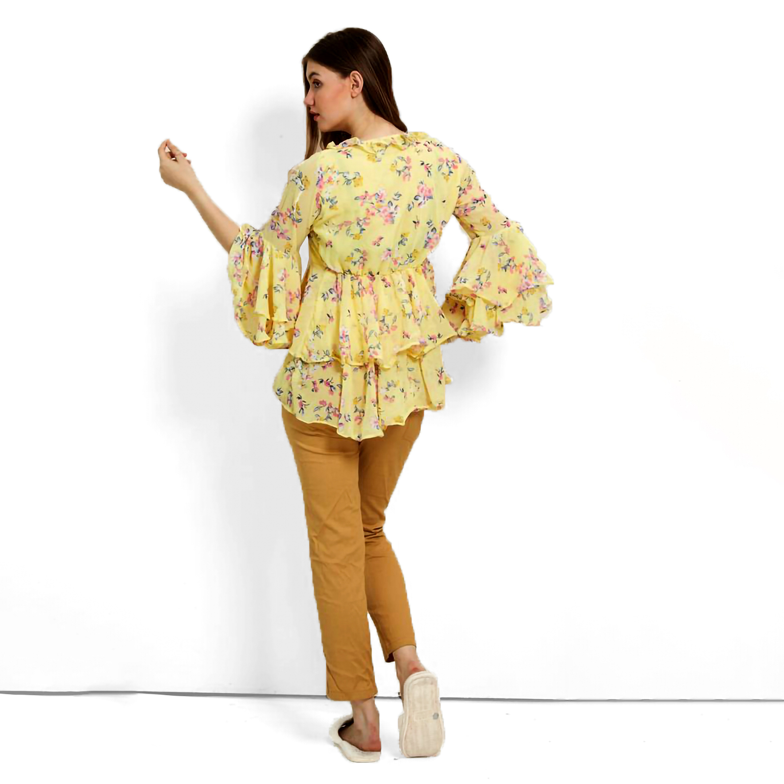 Floral Printed Georgette Maternity Top - Red - Image 5