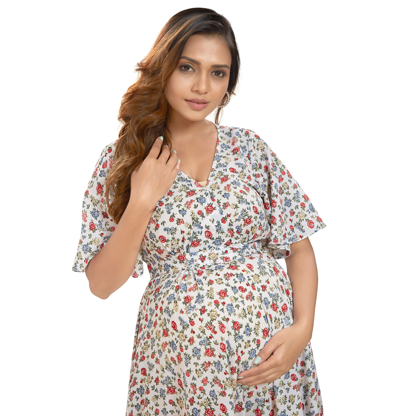 White Doublelayer Georgette Maternity Dress - White - Image 3