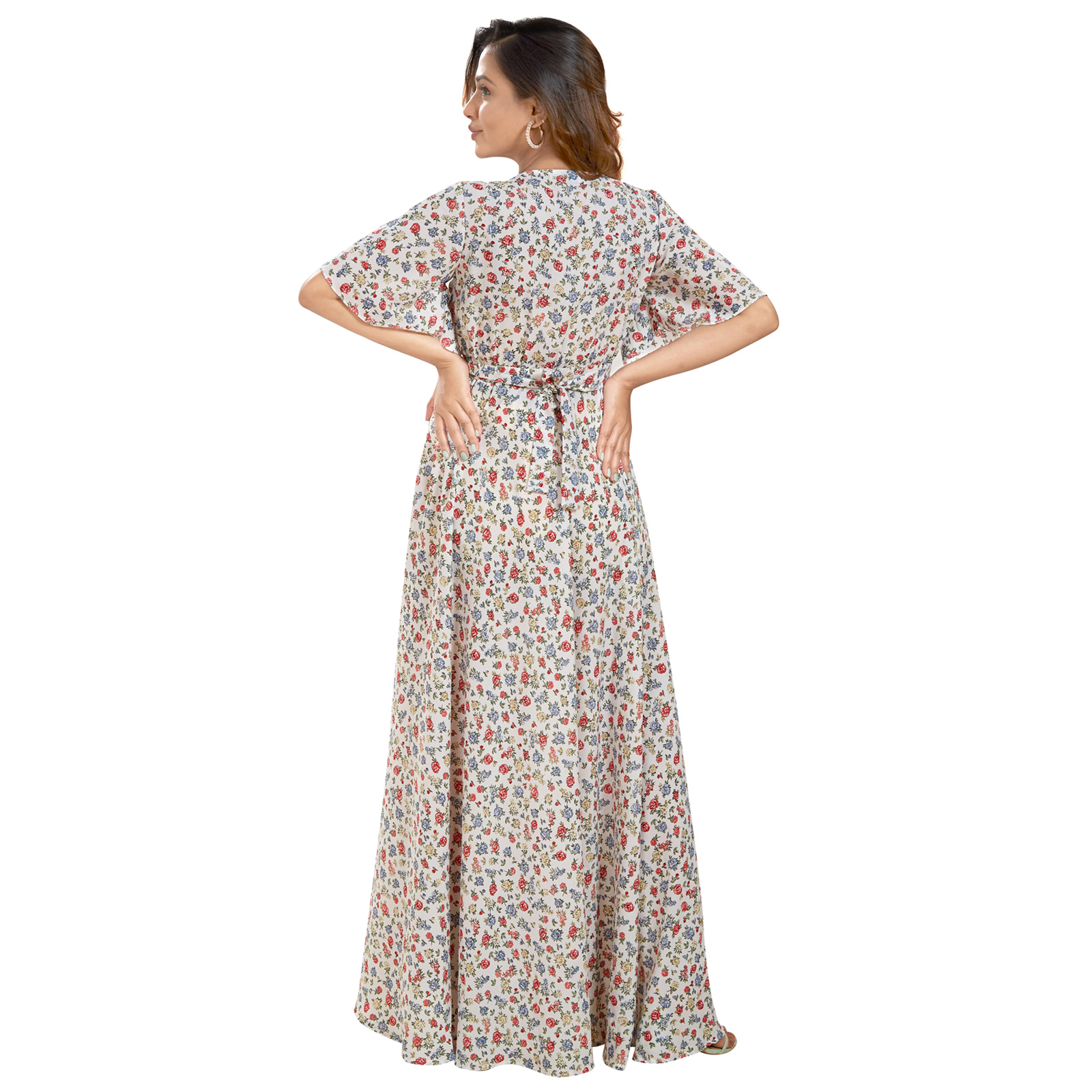 White Doublelayer Georgette Maternity Dress - White - Image 5