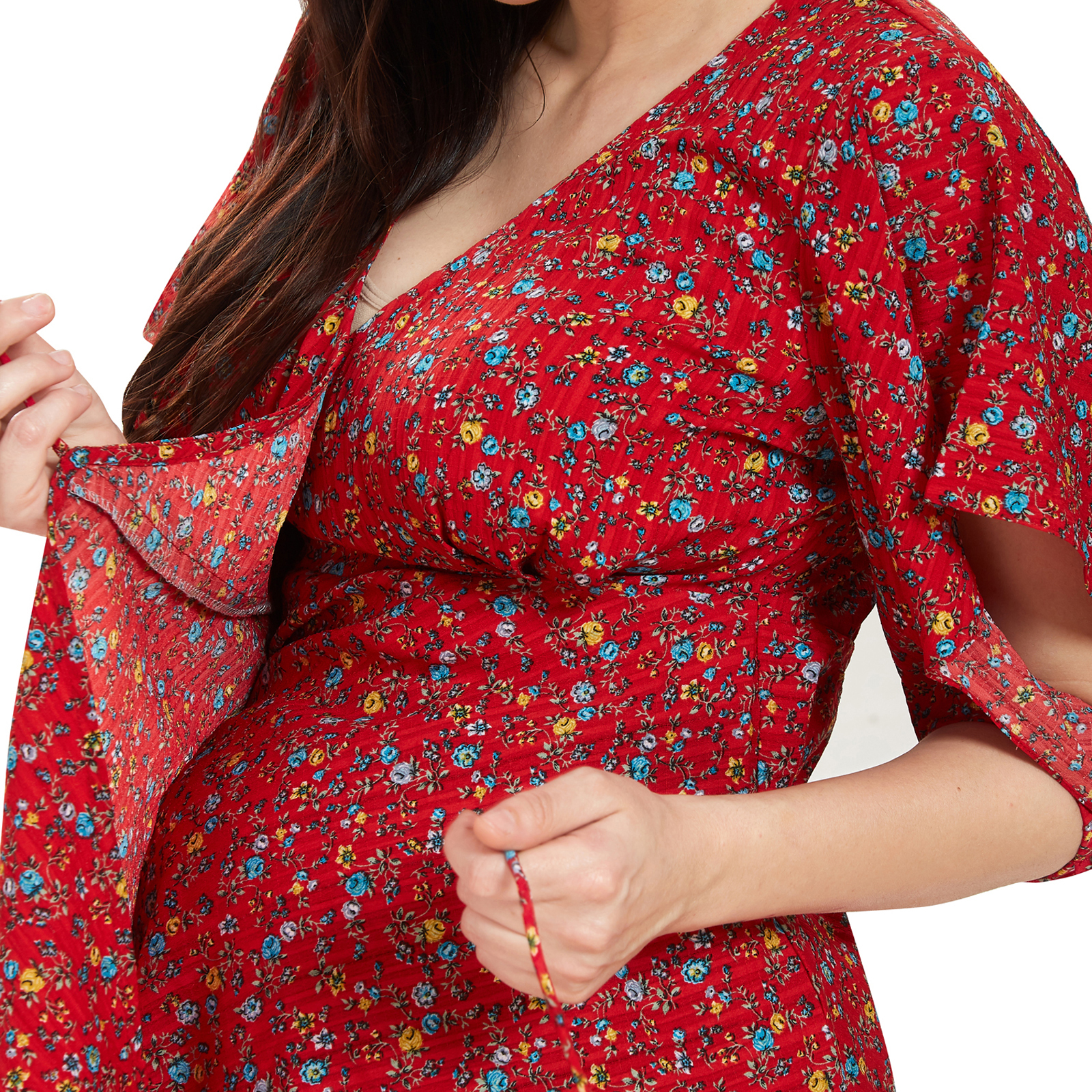 Maroon Overlap Tieup Maternity Top - Maroon - Image 4
