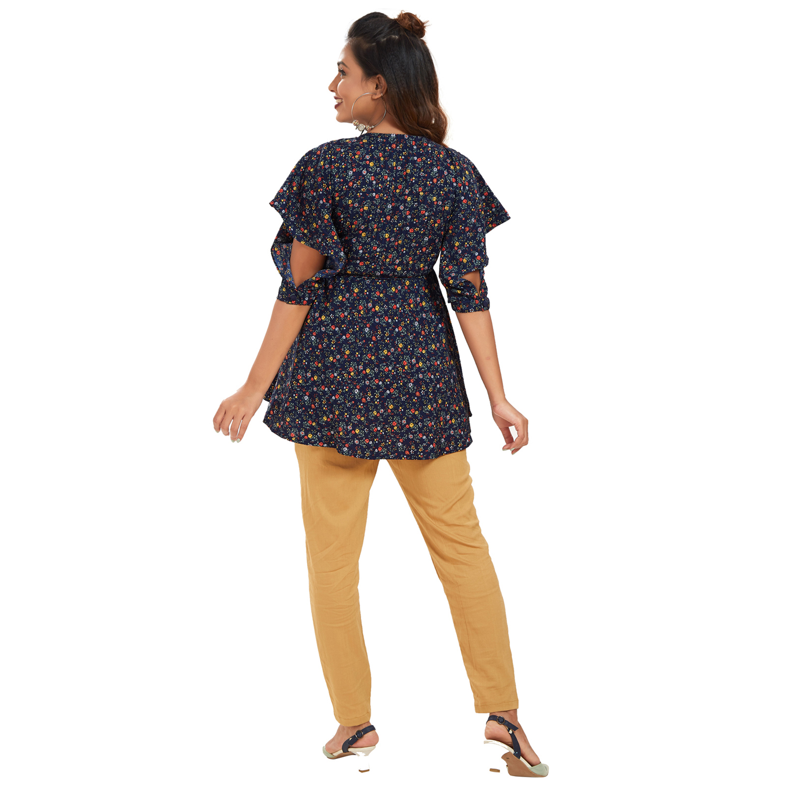 Navy Blue Overlap Maternity Top - Blue - Image 5