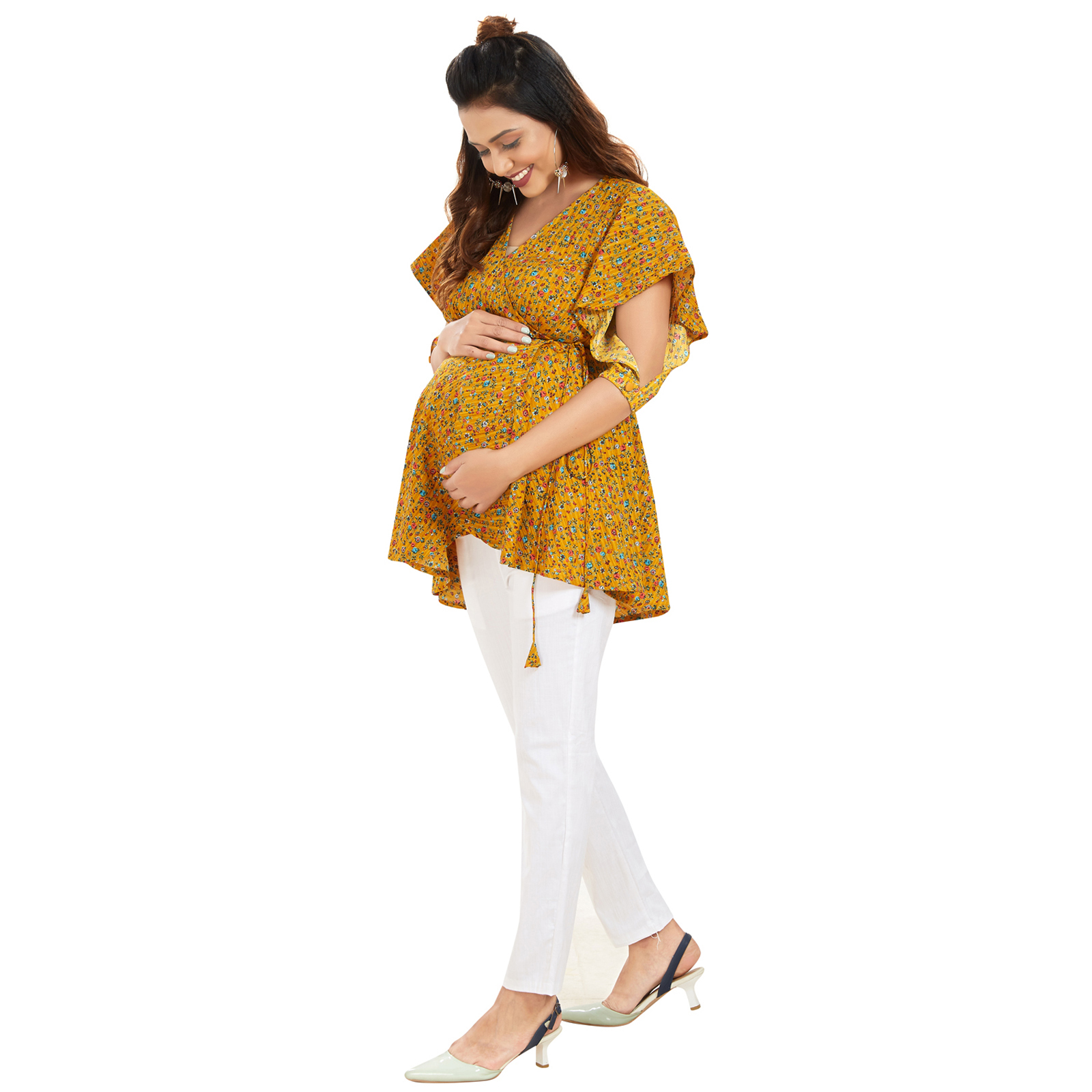 Rust Overlap Tieup Maternity Top - Red - Image 3
