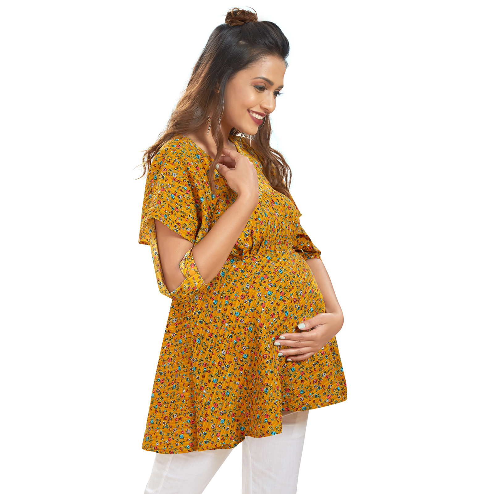Rust Overlap Tieup Maternity Top - Red - Image 4
