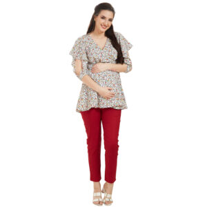 White Overlap Tieup Maternity Top - White