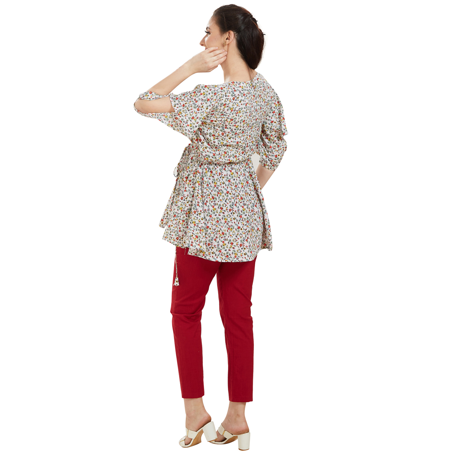 White Overlap Tieup Maternity Top - White - Image 5
