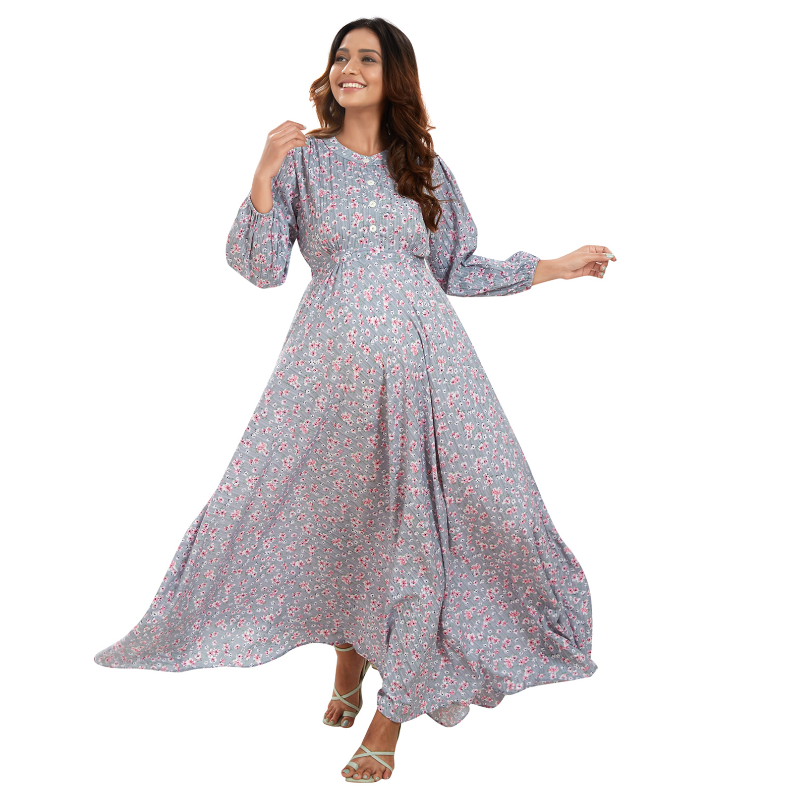 Grey Soft Rayon Maternity Dress - Grey - Image 2