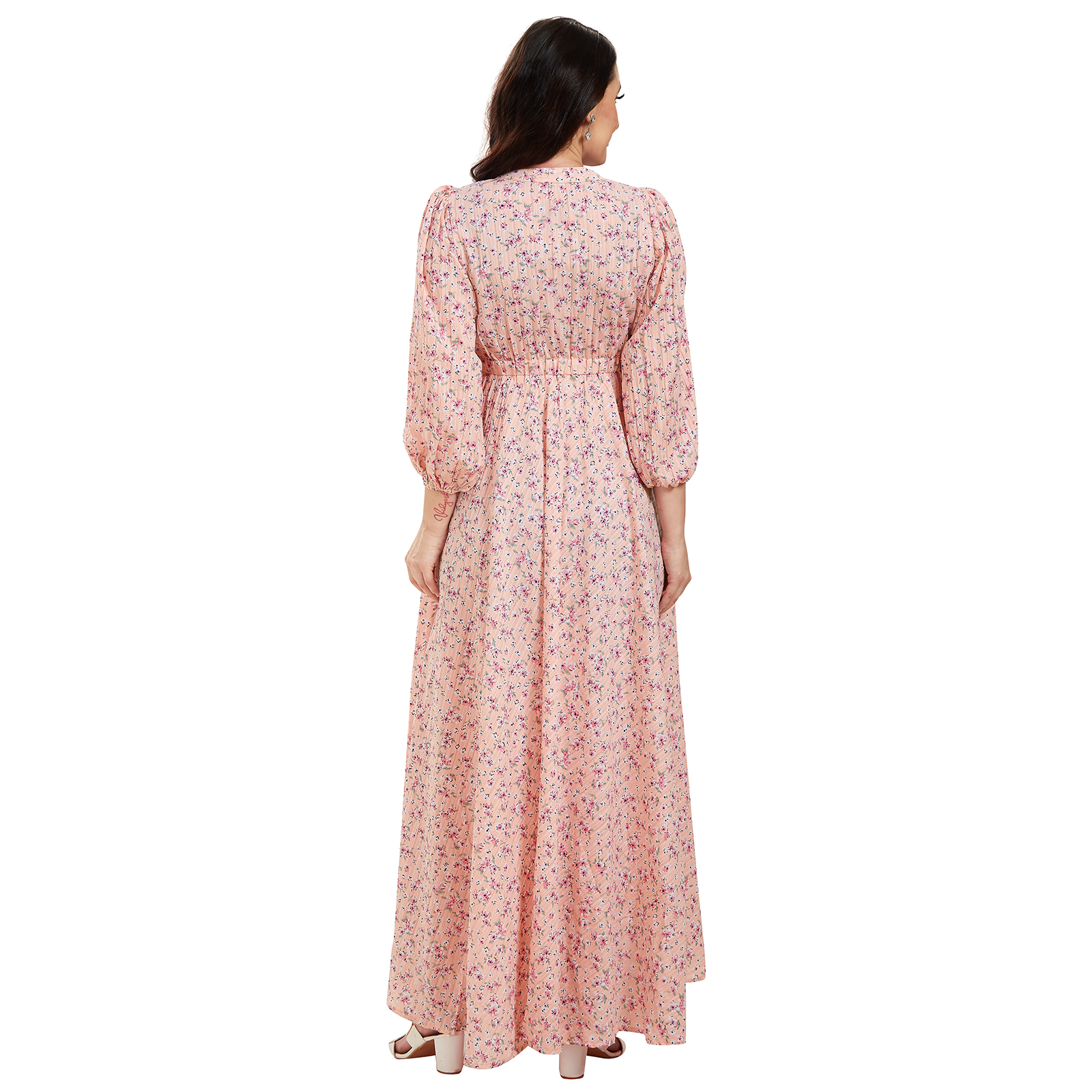 Peach Soft Rayon Maternity Dress - Peach - Image 5